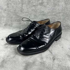 Salvatore Ferragamo Boston Men's Oxford Shoe 10.5 EE Black Patent Leather Dress