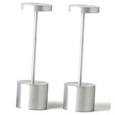 2 Pack Outdoor Table Lamp,LED Table Light,Cordless Table Lamp 2Pack Silver