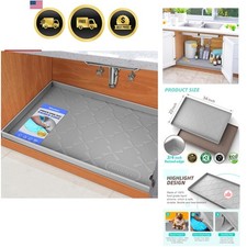 Under Sink Mat Waterproof 34" x 22", Silicone Mat Kitchen Drawer Shelf and Ca...