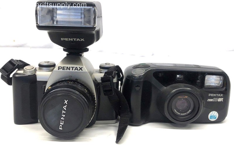 Vintage Pentax ZX-L 35mm SLR & Pentax Zoom 90-WR Film Camera 3 Piece Lot