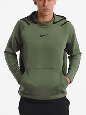 Nike Pro Dri-FIT Hoodie Mens Large Olive Green Pullover Training BV5572-325