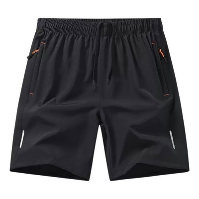 Men's Reflective Running Shorts Zip Pockets Casual Sports Shorts XL Black