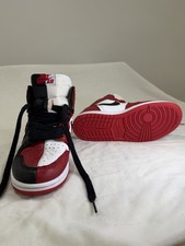 Nike Air Jordan 1 High Top Leather Colorblock Sneakers Kids US 4 Red/Black