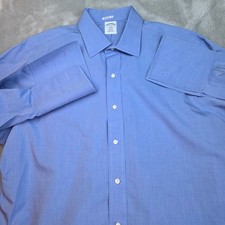 Brooks Brothers 1818 Regent Dress Shirt Mens 17-33 Blue French Cuff Non-Iron