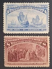 RARE 1893 United States 4c & 8c Columbian Expo stamps Mint Sc233, 36 Cat US$110