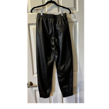 BCBGeneration Black Faux Leather Jogger Pants Elastic Waist Tapered Women