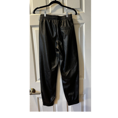 BCBGeneration Black Faux Leather Jogger Pants Elastic Waist Tapered Women