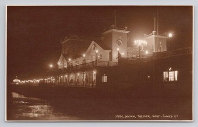 Bognor Pier at Night By Judges LTD Hastings England RPPC Real Photo Postcard