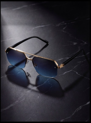 Oversized Square Sunglasses Men Fashion Semi Rimless Gradient Luxury Shades