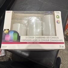 3 Color Changing LED Candles Plastic Outdoor Pillars 4" 5" 6" Timer Flameless