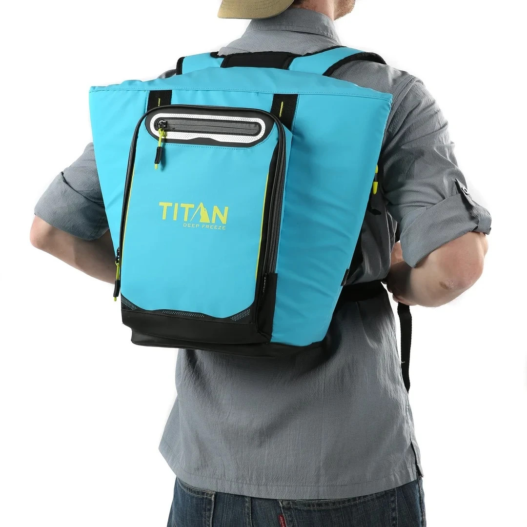 New Arctic Zone Titan Deep Freeze 20 Can Roll-Top Backpack Cooler Blue/Yellow