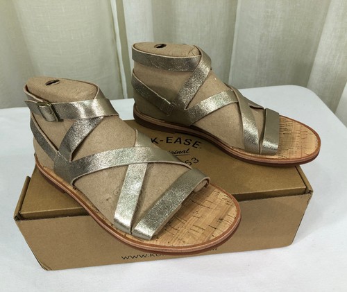 NIB Kork-Ease Womens Bryleigh Leather Ankle Strap Sandal US 8 Soft Gold Metallic - Picture 5 of 23