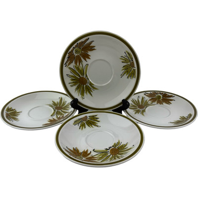 Ceramic Guild Green Brier Esperanto 4 Saucer Plates H829 VTG Brown Olive Japan