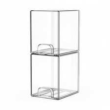 Clear Stackable Storage Drawers 2 Pack Bathroom Makeup Organizer Bins