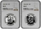 1965 - 1966 SMS 50c Kennedy Half Dollar NGC Graded MS 67 Two Coin Lot