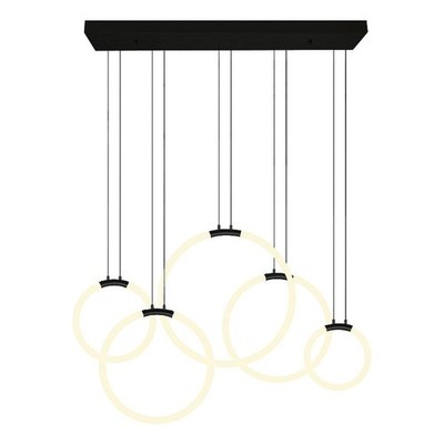 CWI Lighting Hoops 5 Light Contemporary Metal LED Chandelier in Black