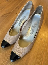 Vintage Taupe/Black-toed Pump Shoes By Socialites made In USA , Size 6.5 Women