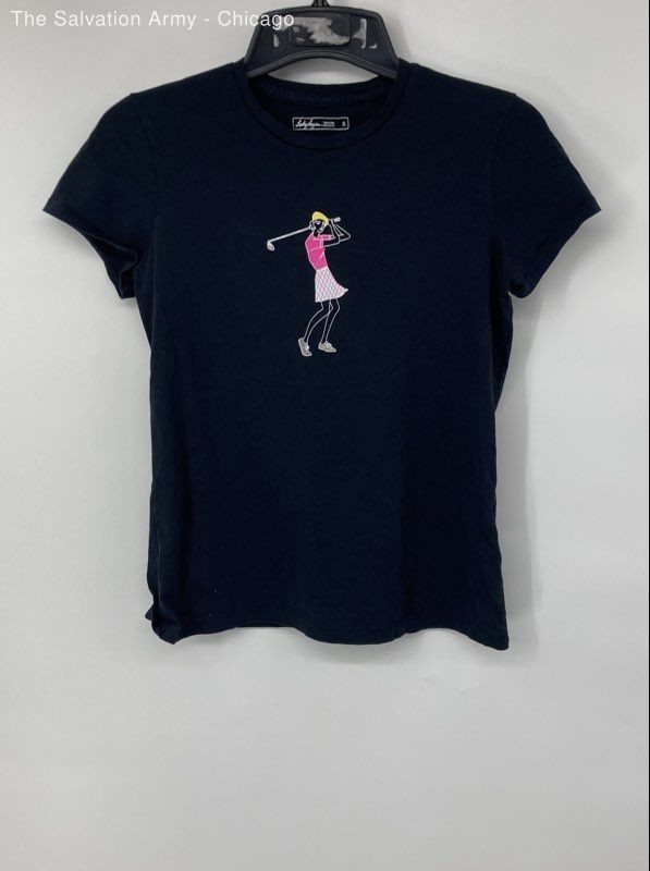 Lady Hagen Womens Black Golf Cotton Short Sleeve Pullover T-Shirt Size Small
