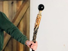 Handmade Carved Wooden Hiking Stick -Walking Staff