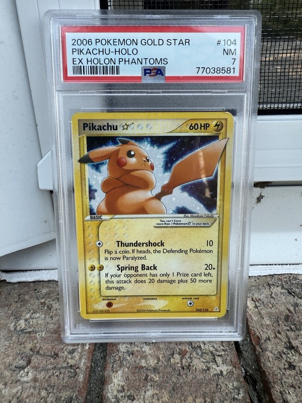 2006 POKEMON EX HOLON PHANTOMS GOLD STAR #104 PIKACHU-HOLO PSA 7