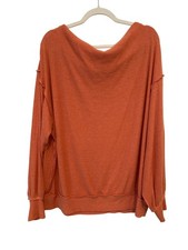 We the Free Main Squeeze Sweater Size Medium Ribbed Long Sleeve Orange Cozy Knit