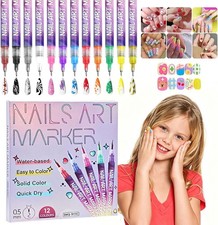 Nail Art Pens,12 Colors Art Markers for Painting Nails, Fingernail Doodle Paint