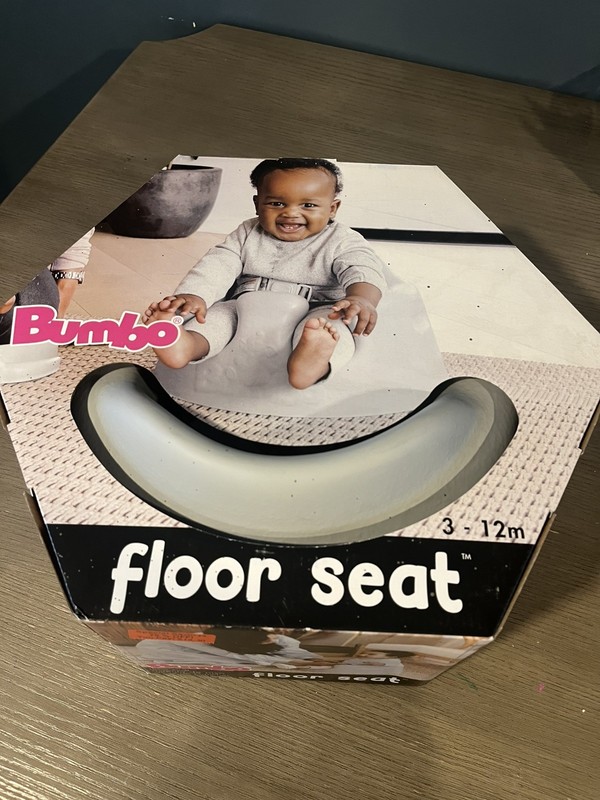 Bumbo Infant Floor Seat Baby Sit Up Chair with Adjustable Harness Light Gray
