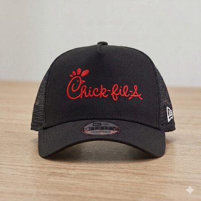 Chick-fil-A Logo Embroidered Black Trucker Hat Fast Food Fan Cap