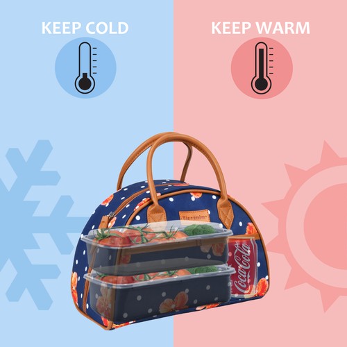 Insulated Lunch Bag Cooler Bag Tote Lunch Box Work Picnic for Women Men Kids - Bild 6 von 6