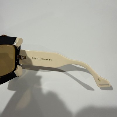 Rare Gucci Hollywood Forever Crystal Bling Square Gold Mirrored Ivory Sunglasses Rare Gucci Hollywood Forever Crystal Bling Square Gold  main image 4