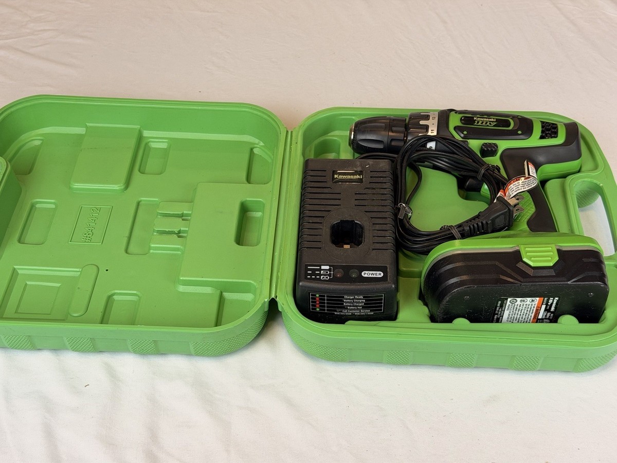 Kawasaki 18V Cordless Drill 691755 w/ Battery 691757 Charger Case