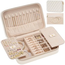 Travel Jewelry Case for Women Girls, Travel Jewelry Organizer Box with Mirror...