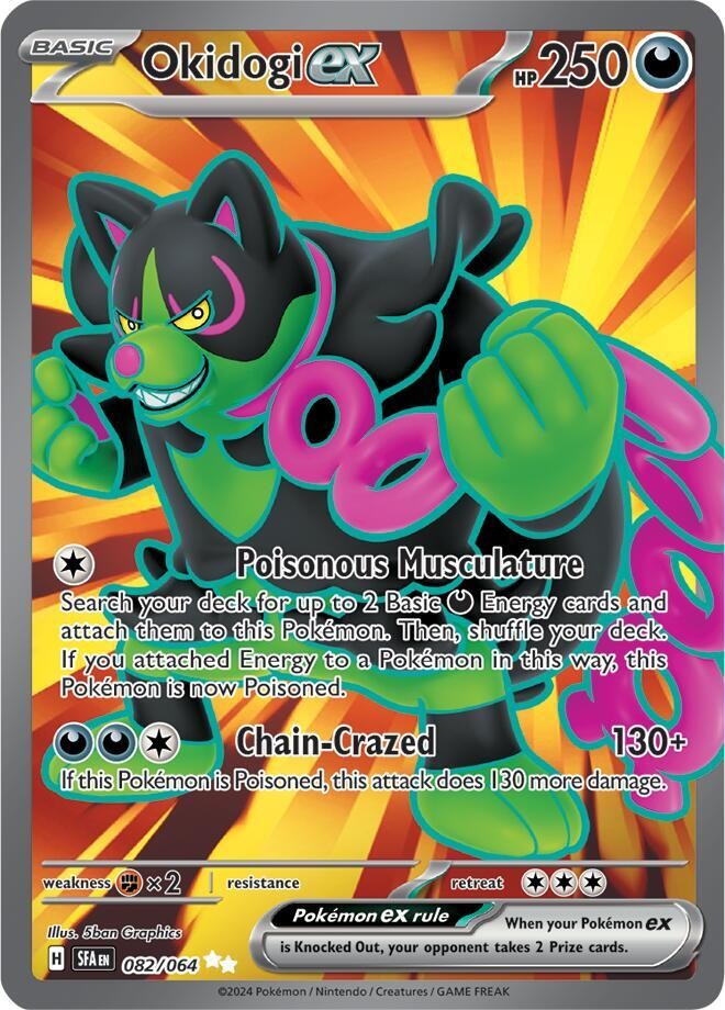 OKIDOGI EX 082/064 SHROUDED FABLE POKEMON (ULTRA RARE FULL ART, NM)
