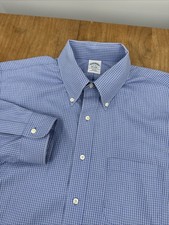 Brooks Brothers Slim Fit Long Sleeve Dress Shirt Mens 17-34 Blue Checkered