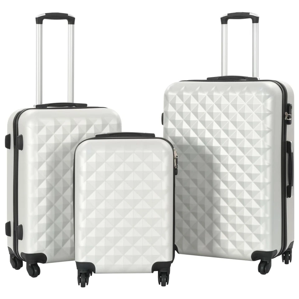 3x Trolley a Custodia Rigida Argento Lucido ABS Ruote Girevoli Valigie vidaXL - Immagine 3 di 4