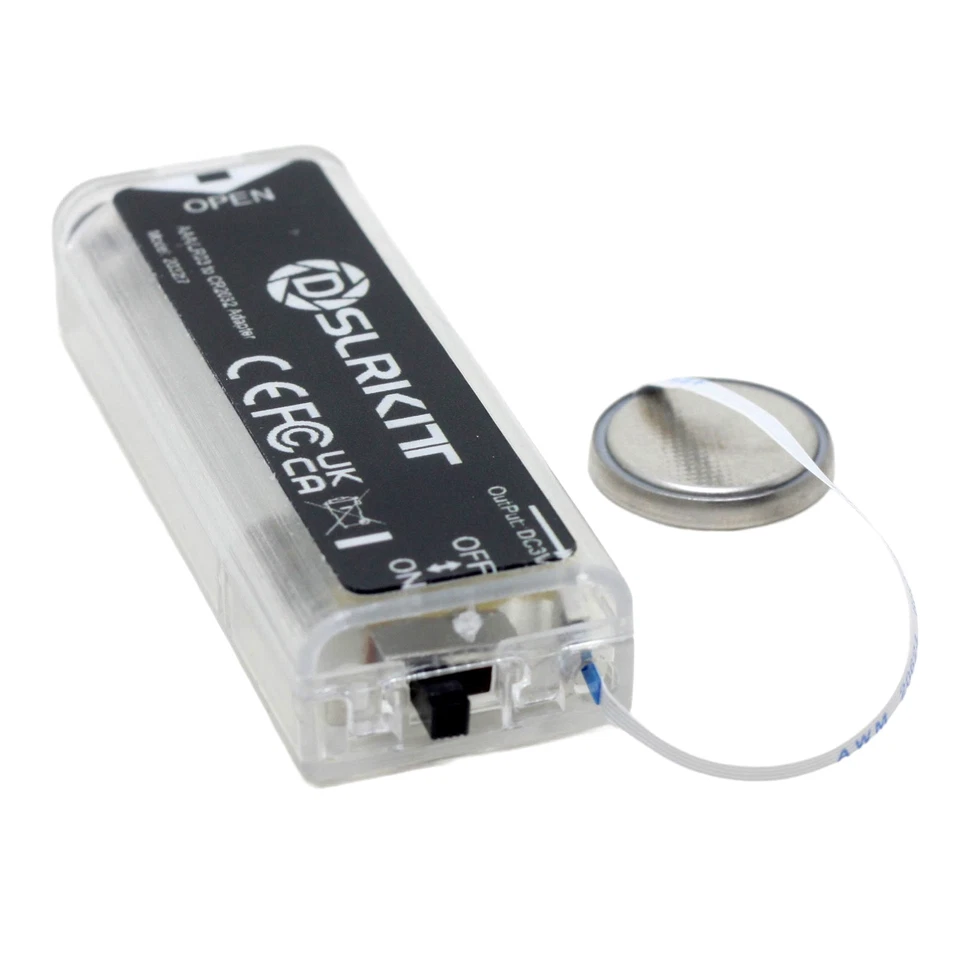 DSLRKIT AAA/LR03 to CR2032 Dummy Battery Adapter Converter ON/OFF Switch Thin FFC Cable