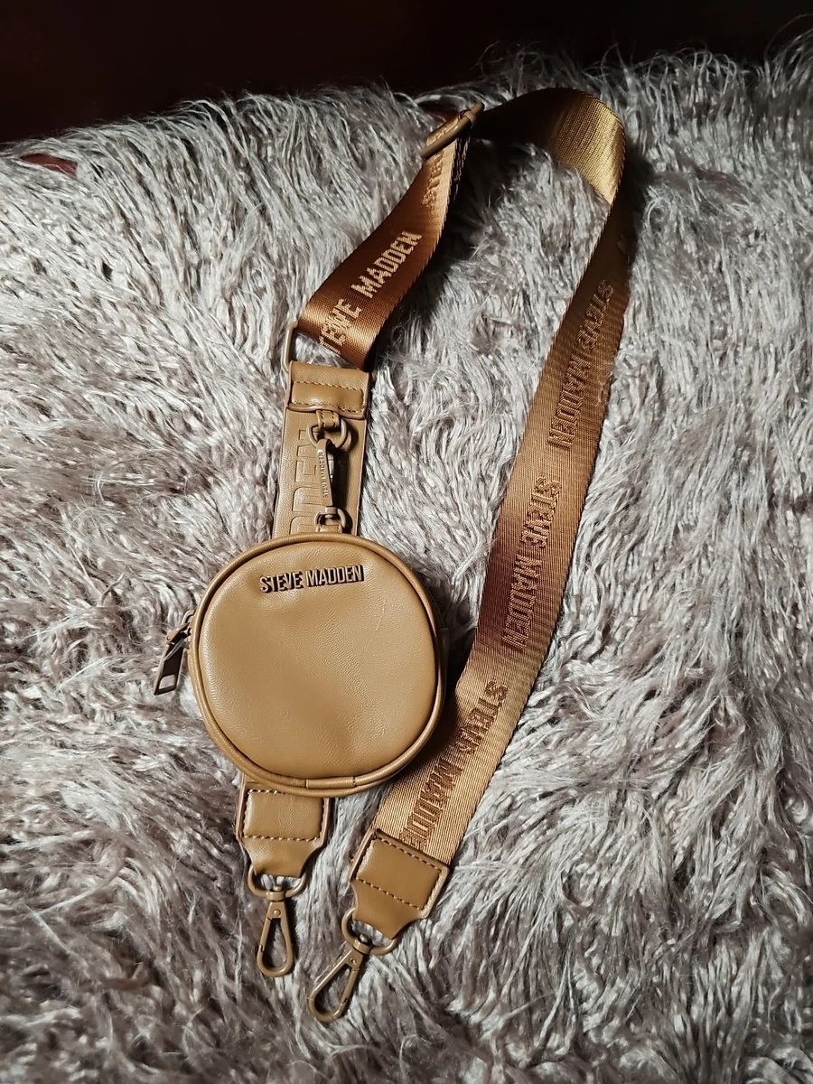 STEVE MADDEN Brown Replacement Pebbled Faux Leather Crossbody Strap Gold Hdware Steve Madden Brown Logo Shoulder Bag Gold Hardware  main image 3