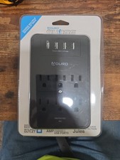 ADURO SURGE PROTECTOR 6 OUTLETS POWER STRIP STATION WITH USB WALL MOUNT - BLACK