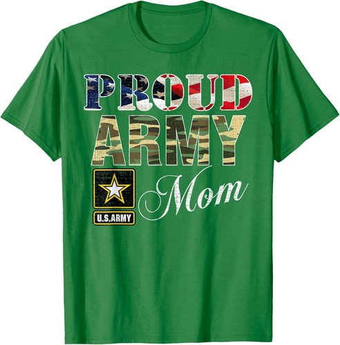 Proud Army Mom With American Flag Gift For Veteran Day T-Shirt Hoodie - Picture 11 of 11