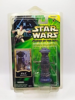 2001 Hasbro Star Wars Power of the Jedi - FX-7 - FACTORY SEALED + STAR CASE