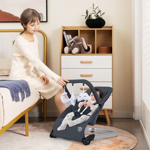 Baby Bouncer, Foldable Baby Rocker with 5-point Safety Harness - Picture 4 of 10