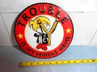 VINTAGE 9 in DENNIS THE  MENACE ADV. SIGN EMBOSSED TIN METAL TACKER   -  918- B