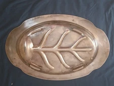 15" Vintage Sliver Plate Meat Serving Tray Footed Platter 