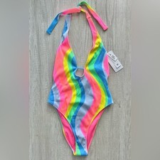 Hurley Juniors' Soft Waves Cheeky One-Piece Swimsuit Size Small