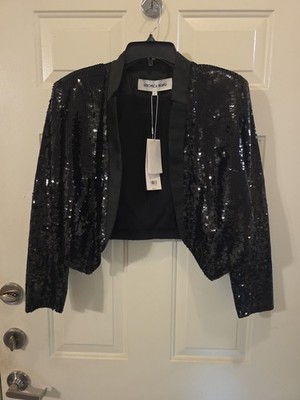 Veronica Beard Delony Sequin Crop Black Jacket size 8 NWT