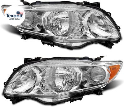 Headlight Assembly Pair for 2009-2010 Toyota Corolla (Base/Ce/Le/Xle, North Amer