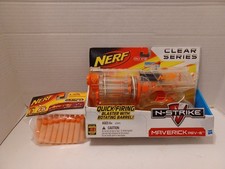 Nerf N-Strike Maverick Rev-6 Dart Gun Blaster Clear, New In Box With 22 Darts