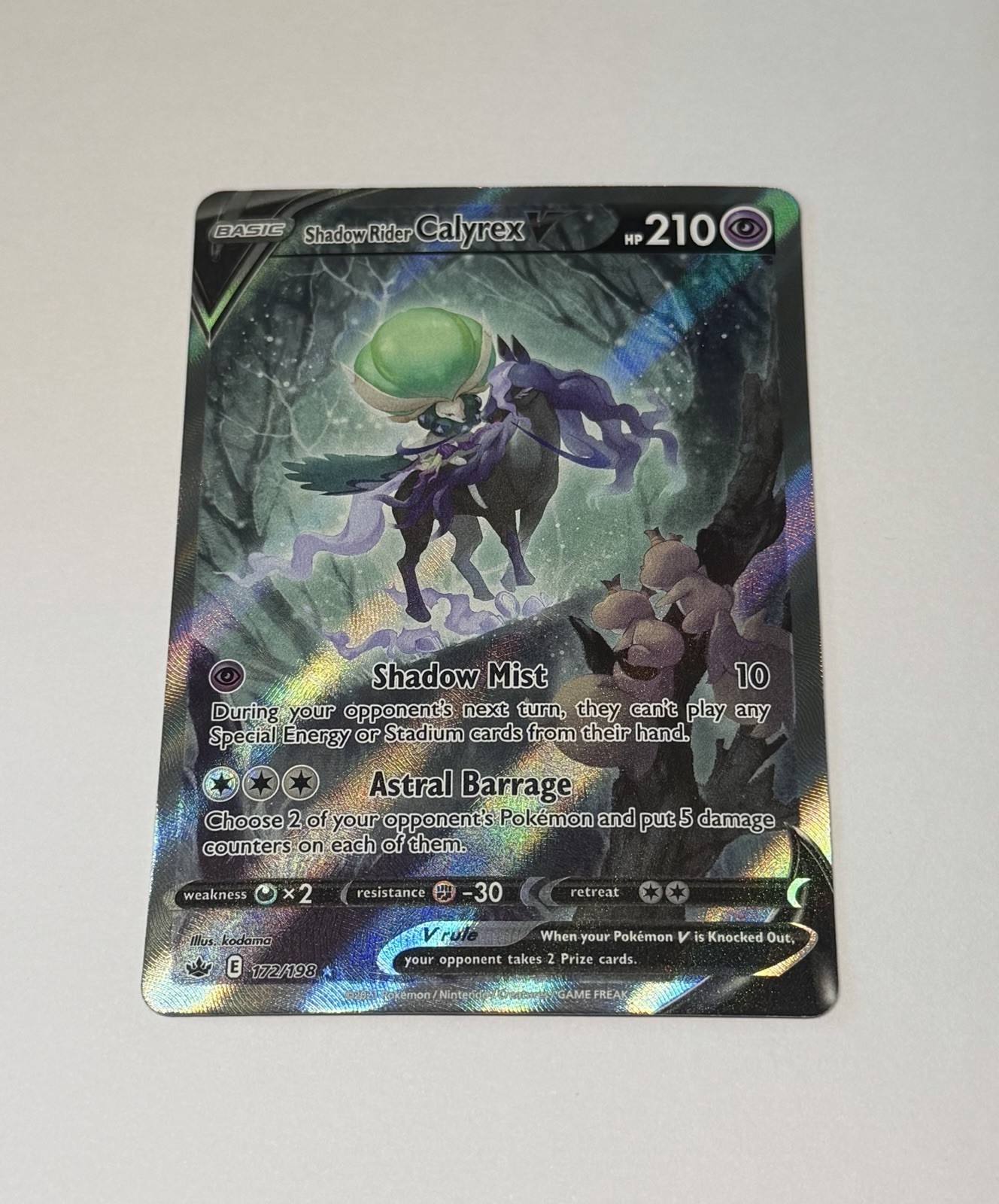Pokémon Card TCG Shadow Rider Calyrex V 172/198 Chilling Reign Alt Art Chase NM