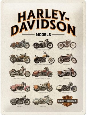 Nostalgic-Art - Motorrad Garagen Blechschild 30x40cm - Harley-Davidson Modelle