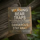 Vintage Porcelain Bear Trap Sign US Forestry Service Wildlife Gas Oil